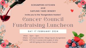 Bungendore Hooters Cancer Council Fundraising Luncheon flyer